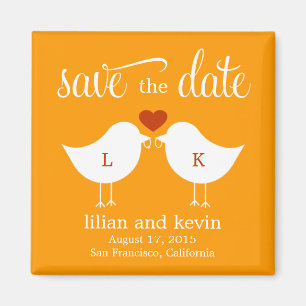 Monogrammes Oiseaux Enregistrer La Date Magnet