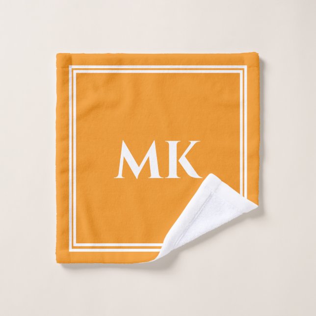 Monogrammes Orange Jaune Blanc Nom Décor Design (Gant de toilette)