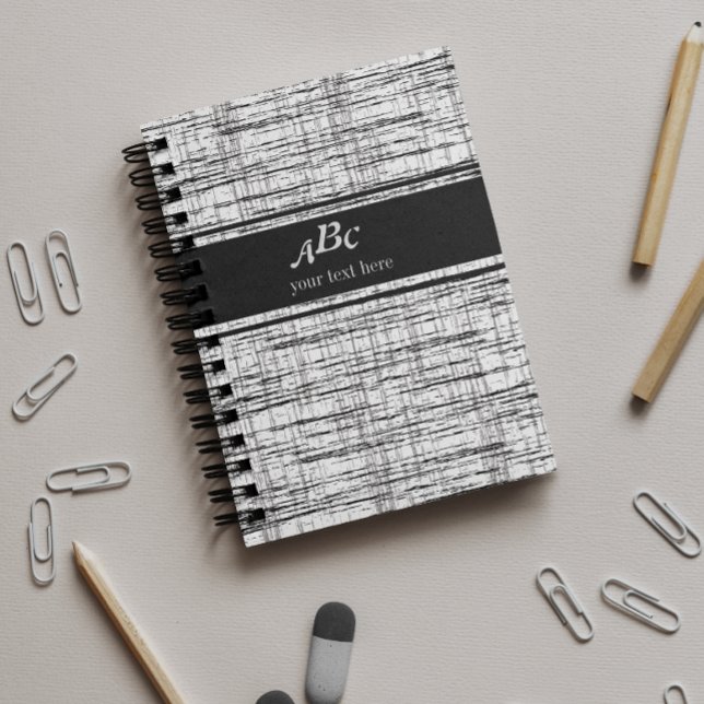 Monogrammes personnalisés Carnet gris minimaliste (Créateur téléchargé)