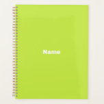 Monographie de l'année personnalisée verte de chau<br><div class="desc">Année minimaliste verte de chaux personnalisée,  texte,  nom,  monogramme,  initiales planificateur personnalisé. Texte blanc personnalisé sur l'arrière - plan couleur unie vert citron.</div>