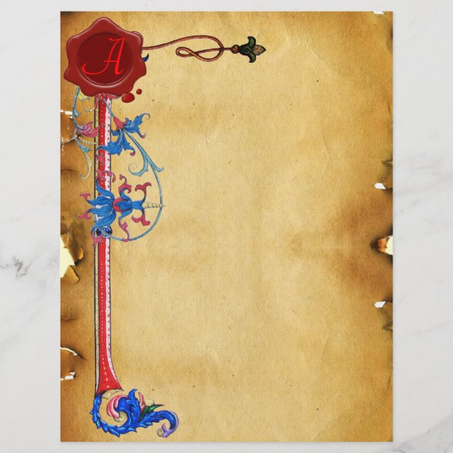 MONOGRAPHIE DE SCEAU FLORENTINE FLORALE ROUGE ANTI (Devant)