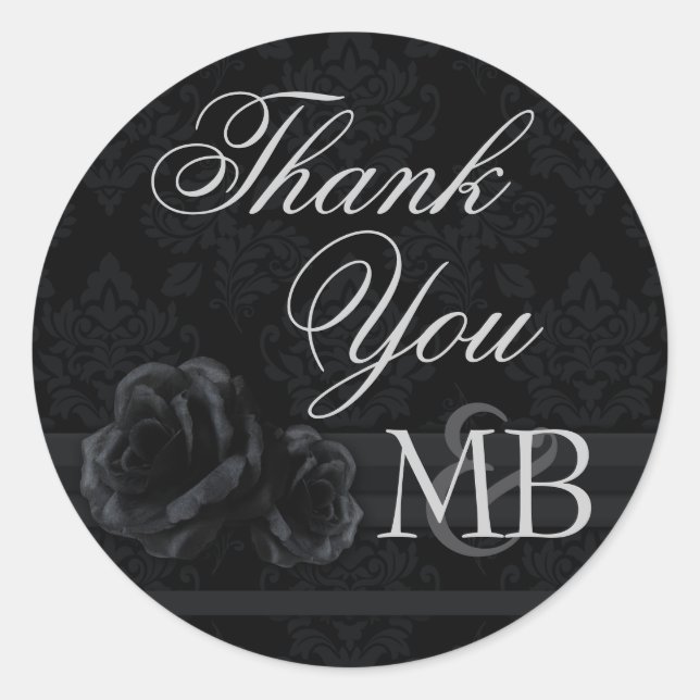 Monographie des autocollants en rose damassé noir (Devant)