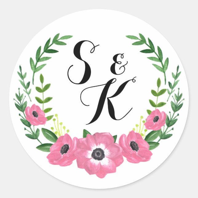 Monographie florale autocollant mariage faveurs (Devant)