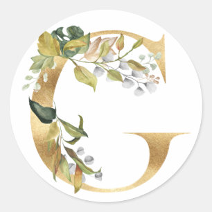 Monographie florale en or Classic Round Sticker