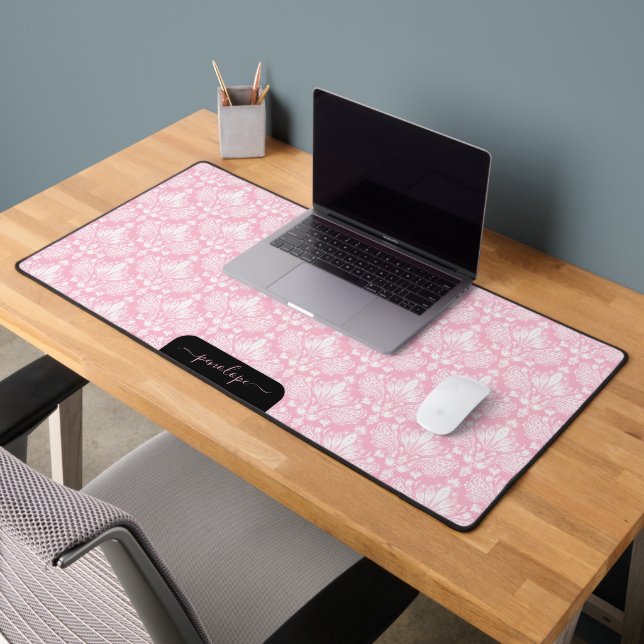 Monographie motif pour filles douces rose et blanc (Bureau 2)