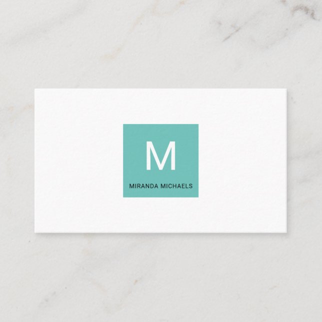 Monongramme simple Carré QR et nom de la carte de  (Devant)