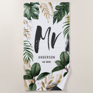 Monsieur feuille tropicale & serviette de plage ty