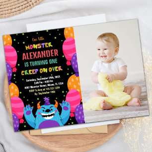Monster Anniversaire Invitations Couleur Ballons p