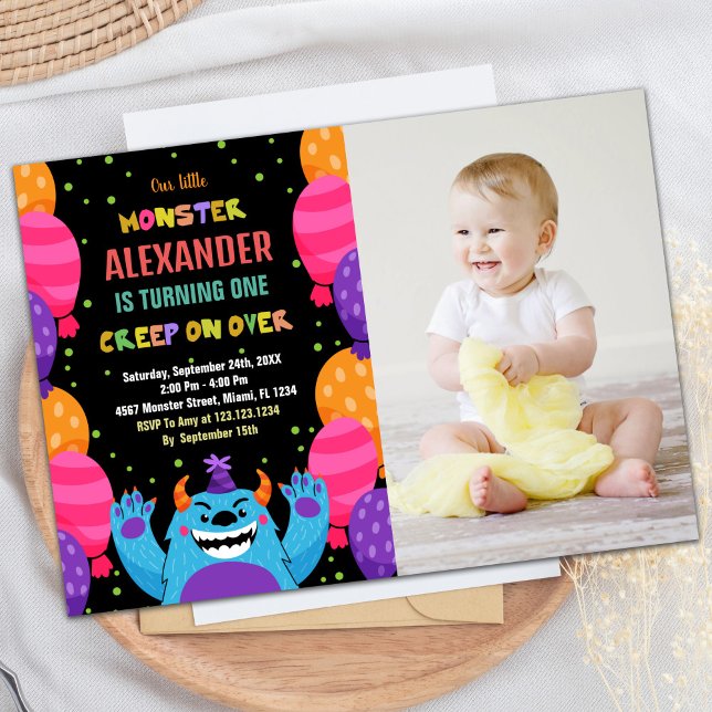 Monster Anniversaire Invitations Couleur Ballons p (Monster Birthday Invitations Colour Ballons photo)