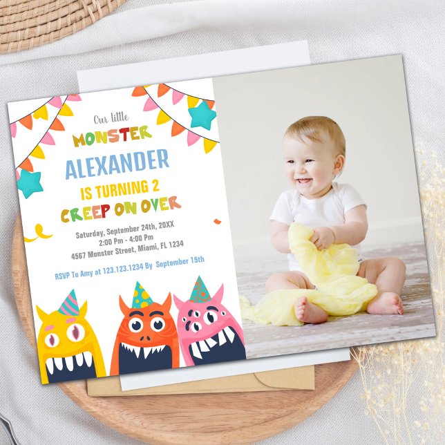 Monster Anniversaire Invitations Couleur Drapeaux  (Monster Birthday Invitations Colour Flags photo)