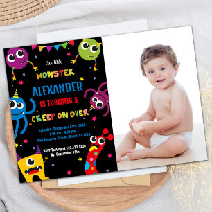 Monster Anniversaire Invitations Couleurs Noir ave