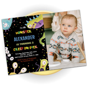 Monster Anniversaire Invitations Green Black avec 