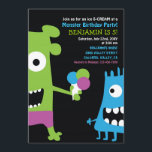 Monster Birthday Ice Cream Kids Party Invitation<br><div class="desc">Jolie invitation de la fête Anniversaire de enfant avec une illustration originale de deux mignons monstres colorés,  l'un ayant une glace.</div>