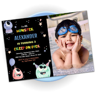 Monster Birthday Invitations Star Black photo