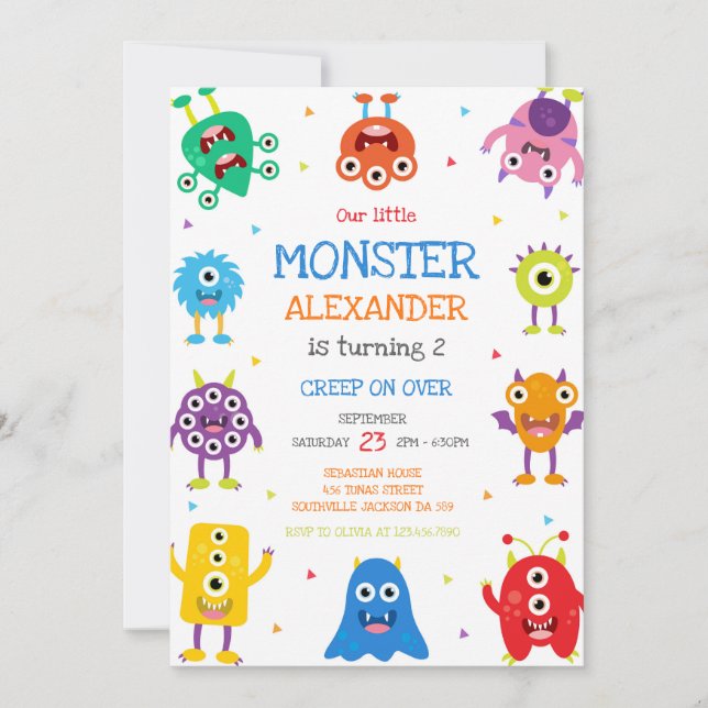 Monster Boy Birthday Invitation (Devant)
