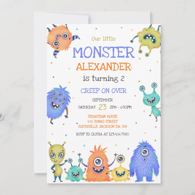 Monster Boy Birthday Invitation (Devant)