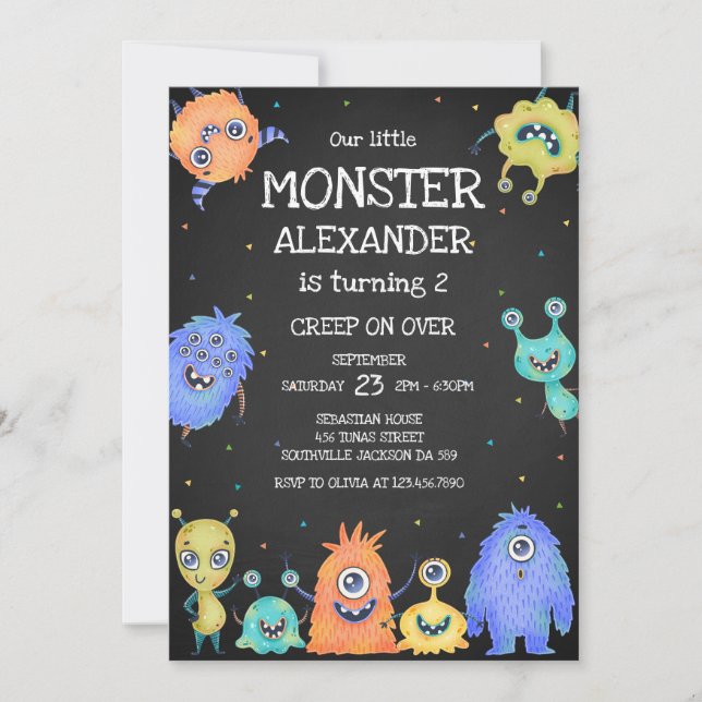 Monster Boy Birthday Invitation (Devant)
