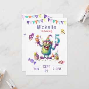 Monster Invitation d'anniversaire de cinq ans
