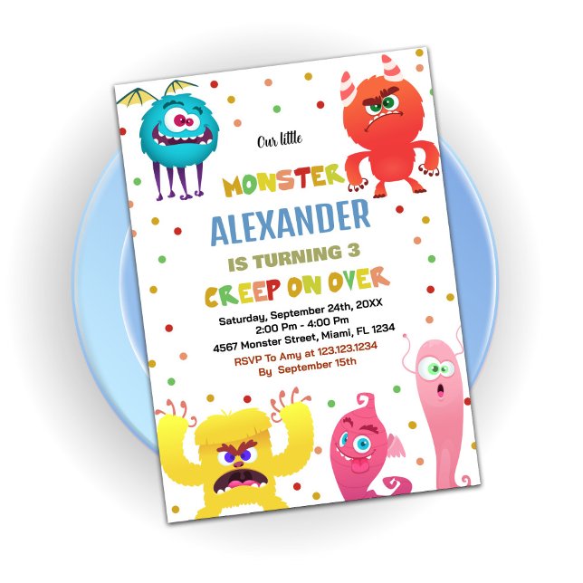 Monster Invitations Anniversaire Rouge (Monster Birthday Invitations Red)