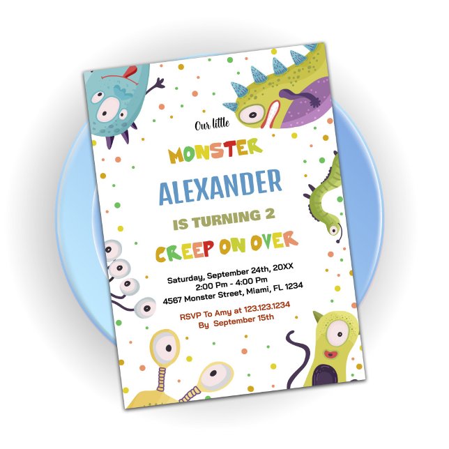 Monster Invitations d'anniversaire Dark Green (Monster Birthday Invitations Dark Green)