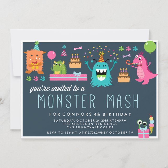 MONSTER MASH ANNIVERSAIRE DE ENFANT invitation D'I (Devant)