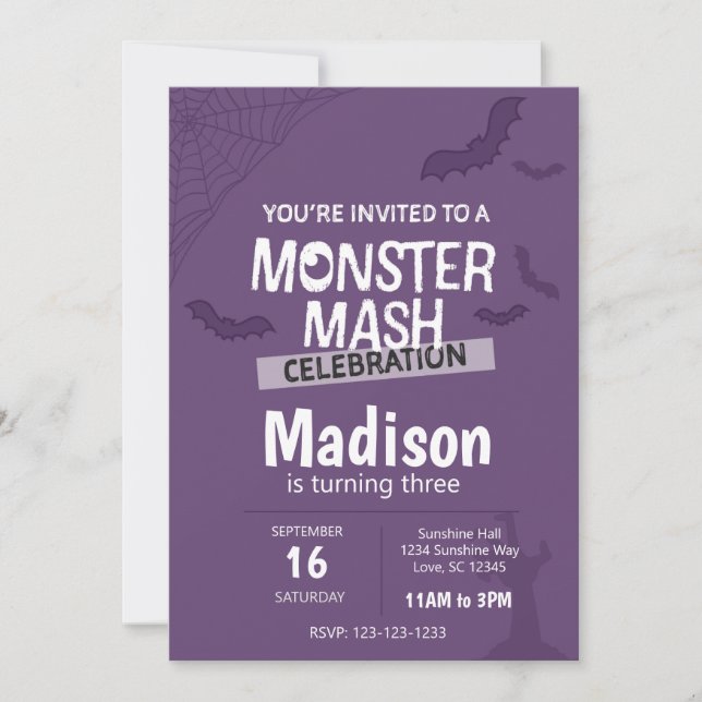 Monster Mash Halloween Invitation d'anniversaire ( (Devant)