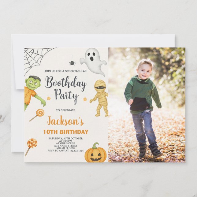 Monster Mash Kids Halloween Invitation anniversair (Devant)