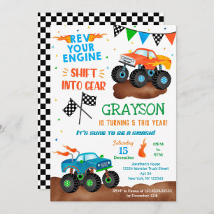 Monster Truck Anniversaire Fête Invitations pour g