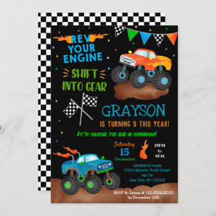 Monster Truck Anniversaire Fête Invitations pour g