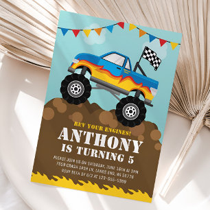 Monster Truck Anniversaire Invitation Enfants