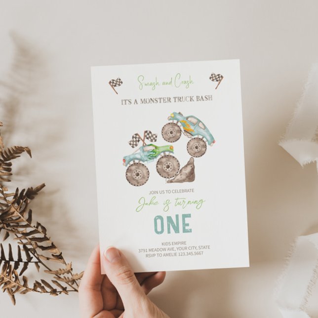 Monster Truck Bash 1er Anniversaire Invitation (Créateur téléchargé)