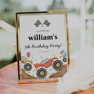 Monster Truck Bash Car Race Flags Anniversaire Bie