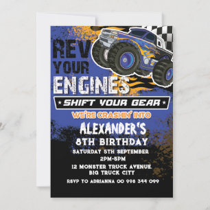 Monster Truck Boy Blue Invitation