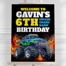 Monster Truck Cool Bleu 6e anniversaire Affiche de
