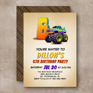 Monster Truck Invitation 6e anniversaire