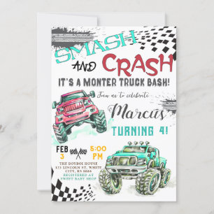 Monster Truck Invitation Anniversaire, Garçons Cam