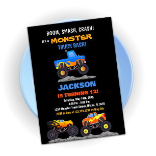 Monster Truck Invitations Anniversaire Noir