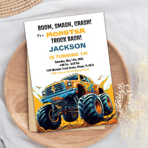Monster Truck Invitations Anniversaire Orange