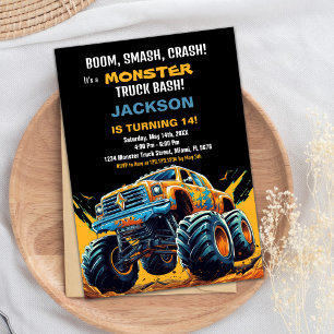 Monster Truck Invitations Anniversaire Orange BC