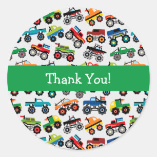 Monster Truck Motif Classic Round Sticker