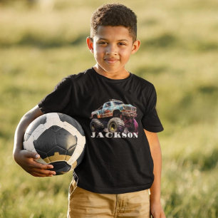 Monster Truck Nom Graphique T-Shirt Pour Garçons