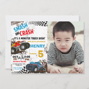 Monster Truck photo Anniversaire Fête Invitation