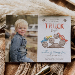 Monster Truck Photo Anniversaire Invitation