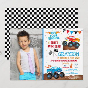 Monster Truck Photo Invitations de fête d'annivers