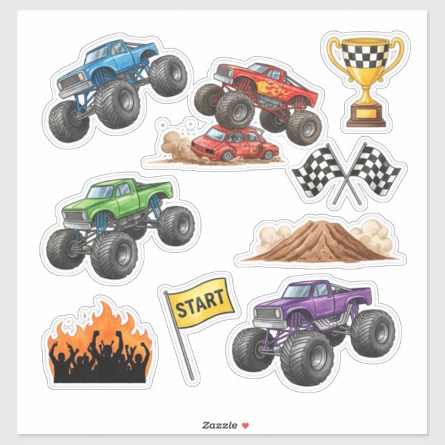 Monster Truck Race Rally Custom Vinyl Sticker (Feuille)
