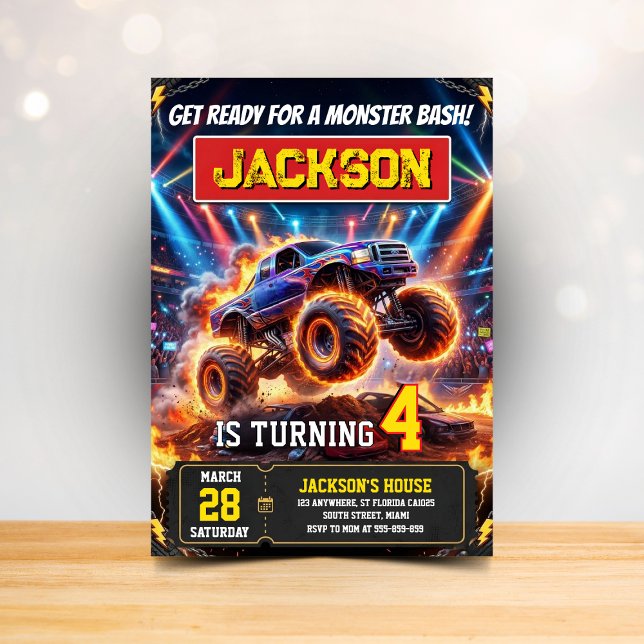 Monster Truck Wheels Birthday Invitation (Créateur téléchargé)