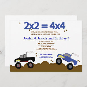 MONSTER TRUCKS 5x7 Invitations d'anniversaire pour