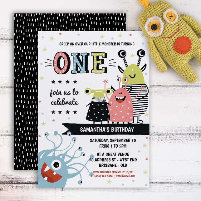 Monster Un An Anniversaire Invitation (Your little one will be in for a monster of a celebration with this creative invitation.)