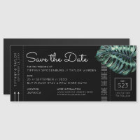 Monstera Boarding Pass Magnet Enregistrer la date