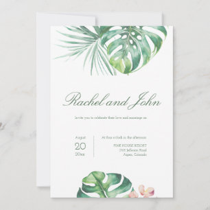 Monstera Feuilles Faire-part de mariage tropical